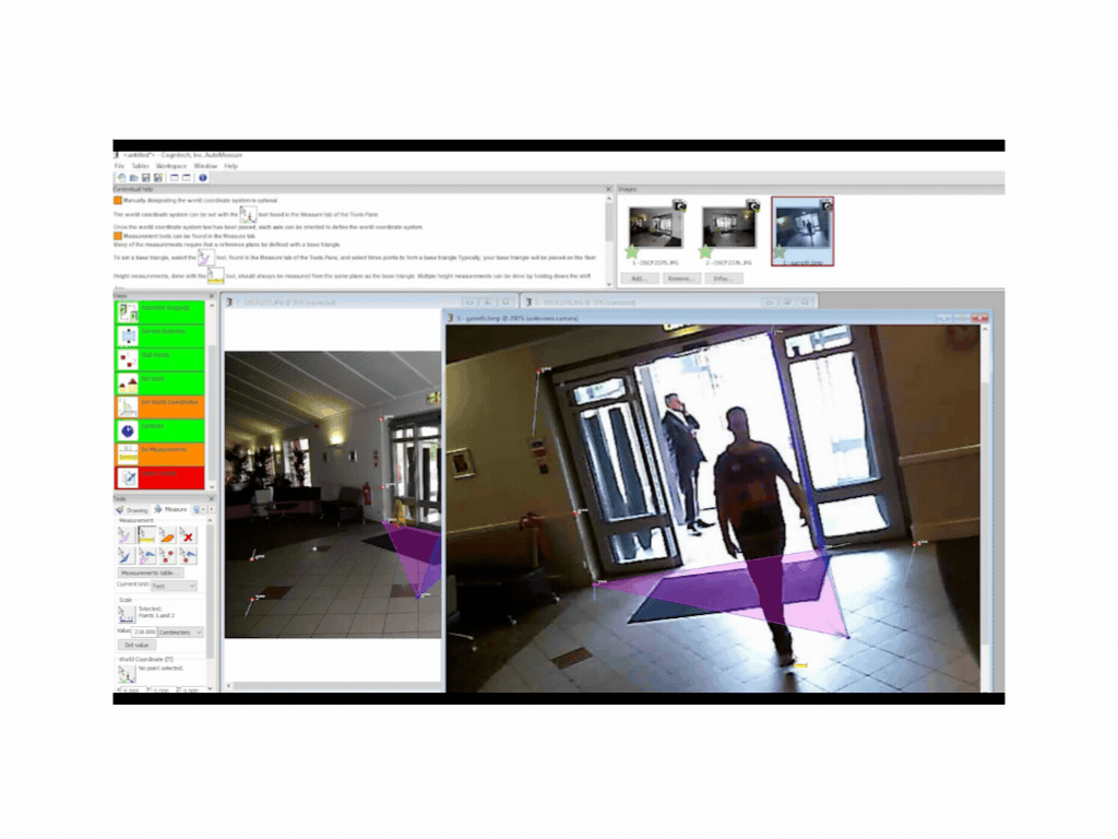 Automeasure software showing a security camera interface.